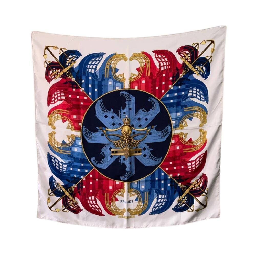 Hermès Hermes Vintage Proues 90cm Square Silk Scarf